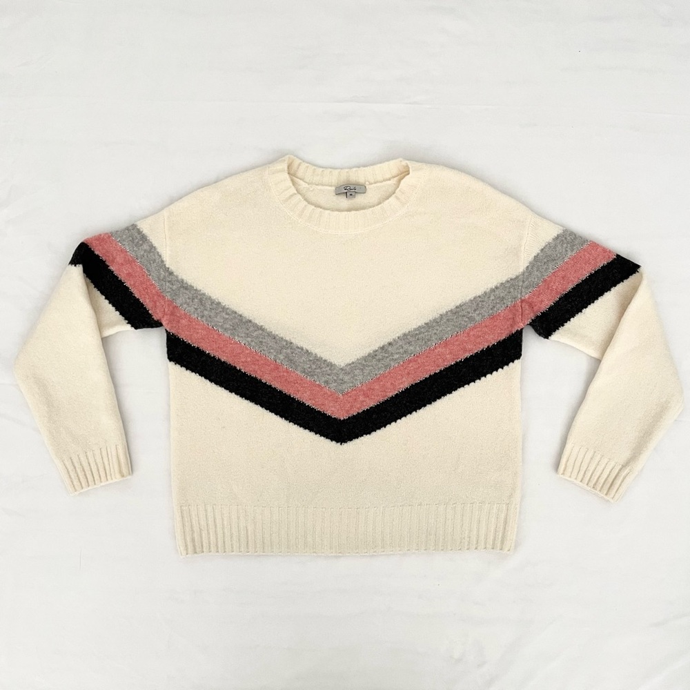 Rails Women's Aura Chevron Sweater XS Ivory Wool Cashmere Alpaca Preppy Ski
